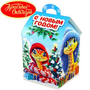 Сладкий подарок на Новый Год в картонной упаковке весом 600 грамм по цене 654 руб в Бору